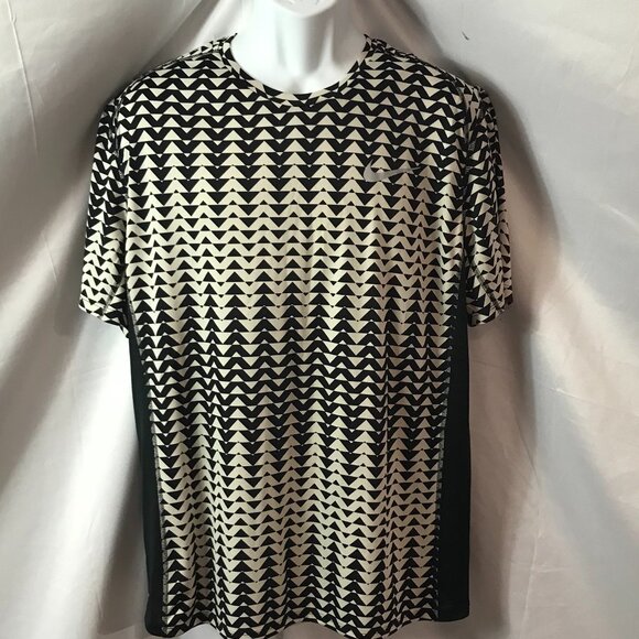 Nike Running White/Black Comfort Dri Fit Activewear Athletic Sport Cut Tee Shirt - Picture 1 of 5